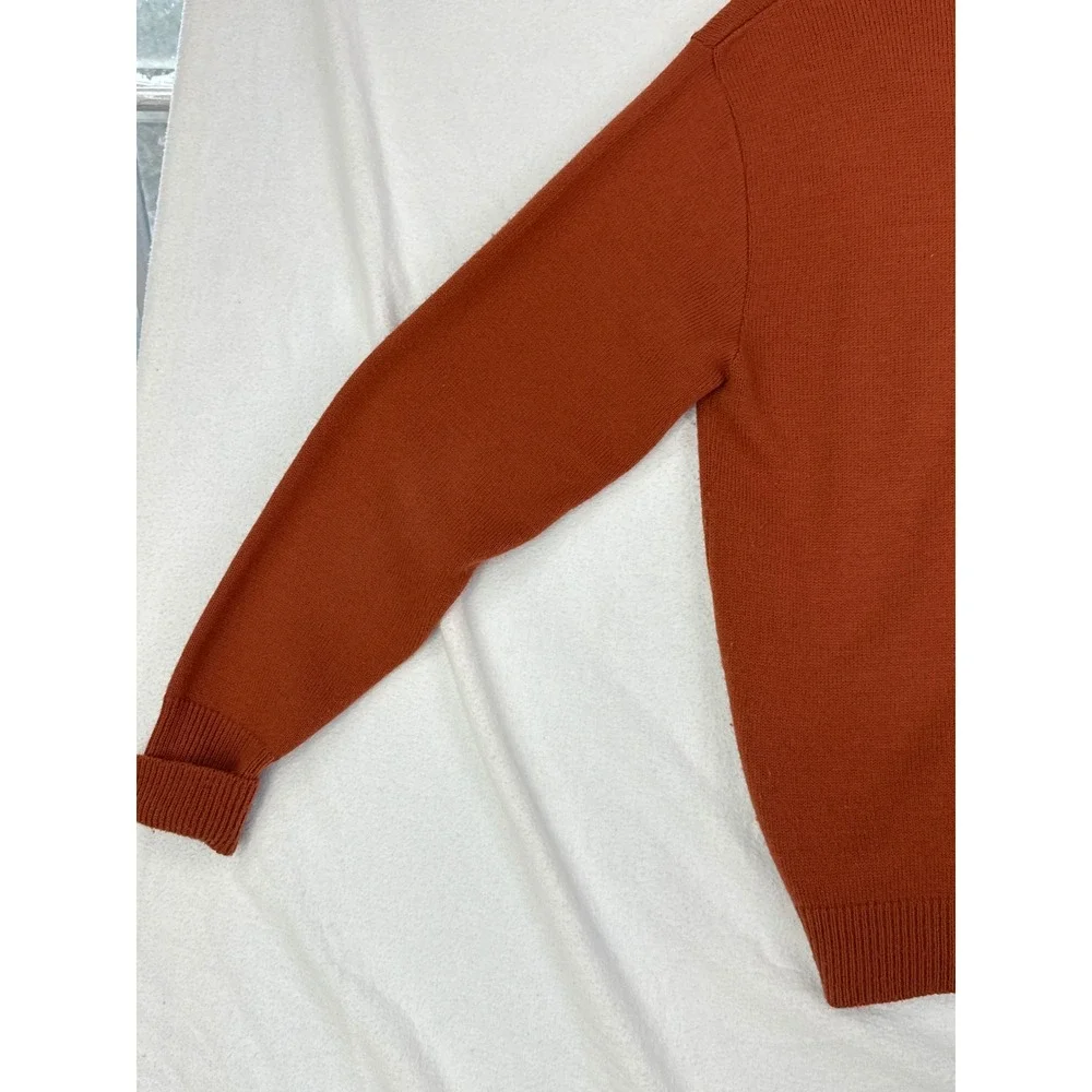 Vintage‎ Lord Jeff Mens V-Neck Sweater Rust Brown Acrylic Wool Blend USA Medium